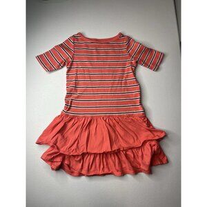 Tea Collection Striped Ruffle Skirt Dress Pink/Coral Size‎ 7 Girl *read